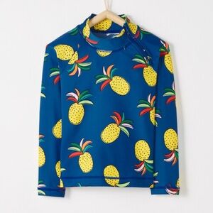 Hanna Andersson long sleeve pineapple print zip neck rash guard size 4